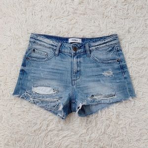 Pistola Medium Wash Distressed Shorts Contrast Back Pocket Size 27